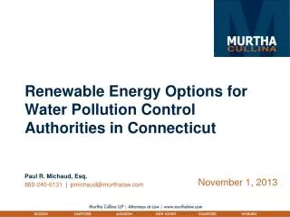 Renewable Energy Options for Water Pollution Control Authorities in Connecticut