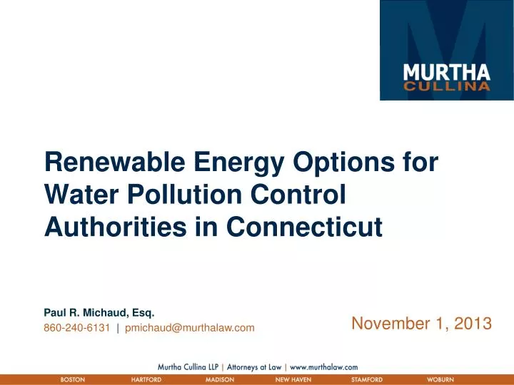 renewable energy options for water pollution control authorities in connecticut