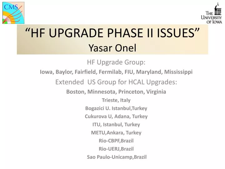 hf upgrade phase ii issues yasar onel