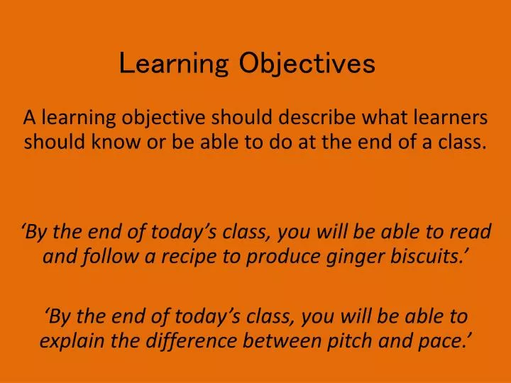 learning objectives