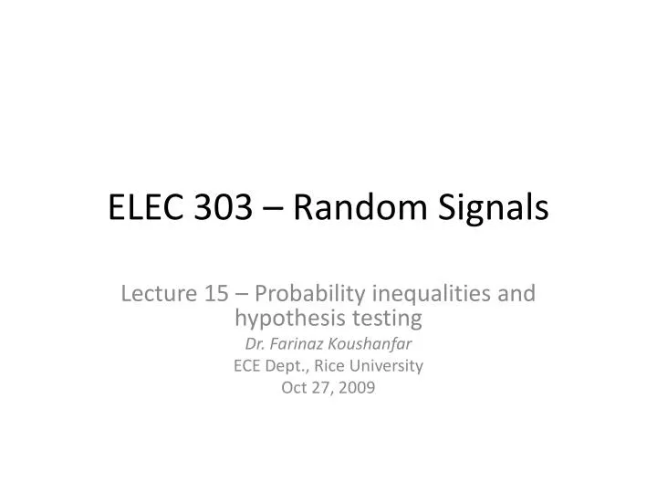 elec 303 random signals