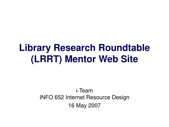 library research roundtable lrrt mentor web site