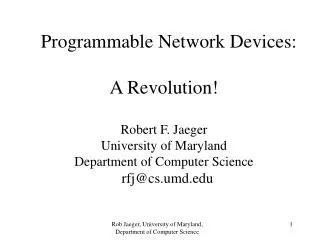 Programmable Network Devices