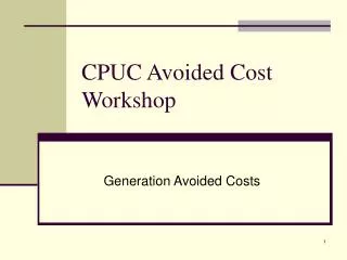 CPUC Avoided Cost Workshop