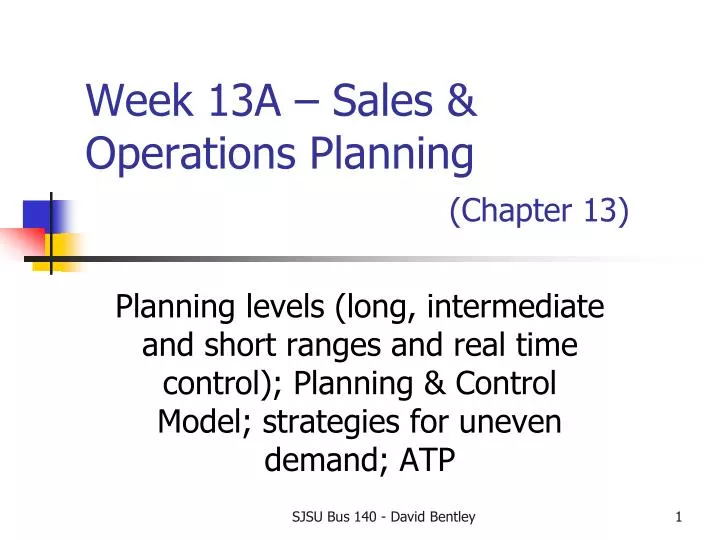 week 13a sales operations planning chapter 13