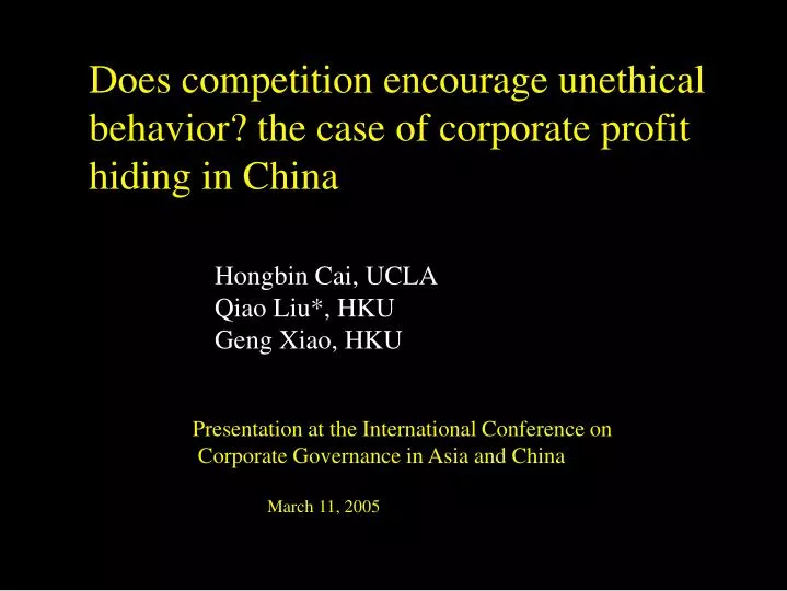 does competition encourage unethical behavior the case of corporate profit hiding in china