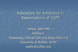 Indications for Antibiotics in Exacerbations of COPD