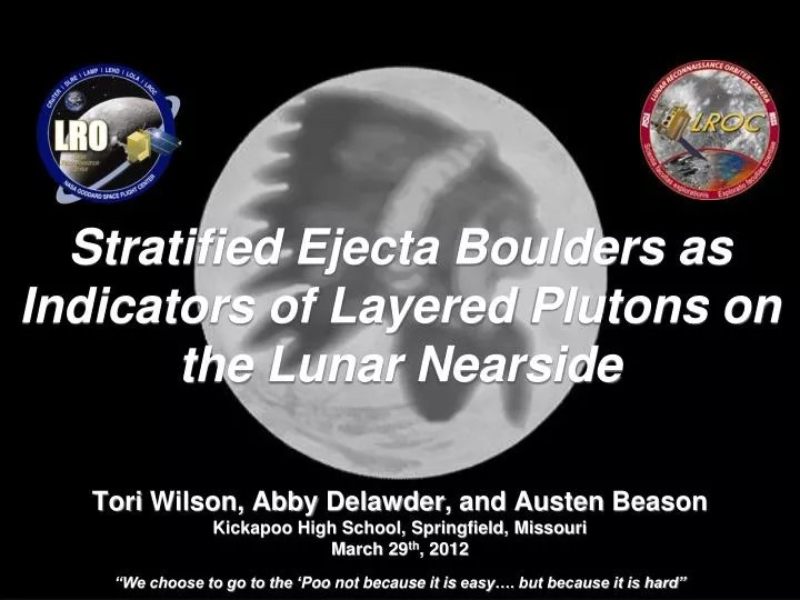 stratified ejecta boulders as indicators of layered plutons on the lunar nearside