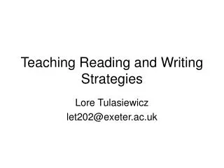 Teaching Reading and Writing Strategies