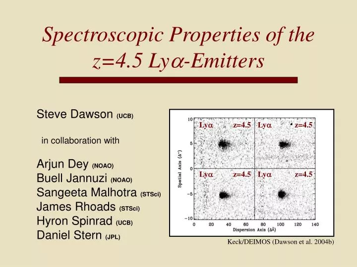 spectroscopic properties of the z 4 5 ly a emitters