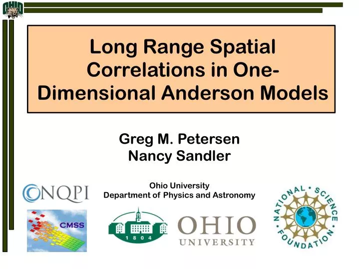 long range spatial correlations in one dimensional anderson models