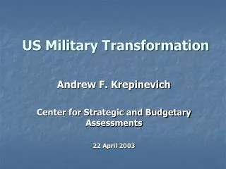 US Military Transformation