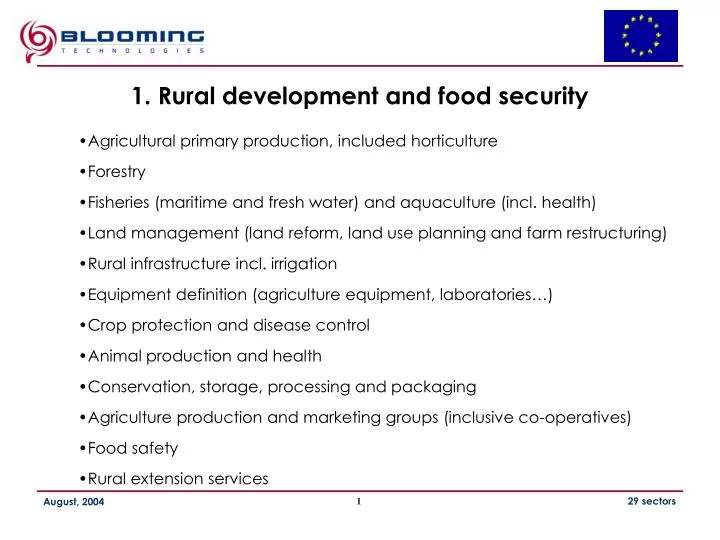1 rural development and food security