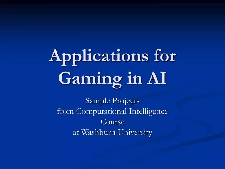 applications for gaming in ai