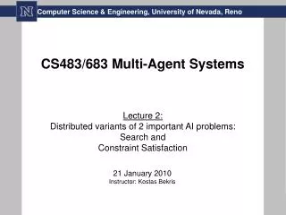 CS483/683 Multi-Agent Systems