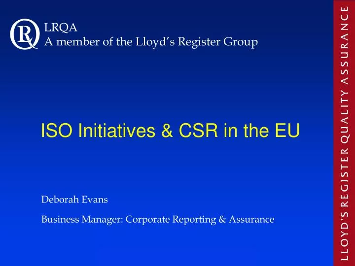 iso initiatives csr in the eu