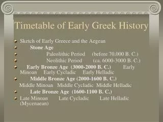 Timetable of Early Greek History
