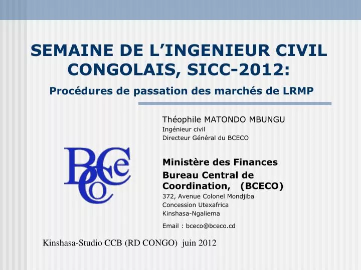 semaine de l ingenieur civil congolais sicc 2012 proc dures de passation des march s de lrmp