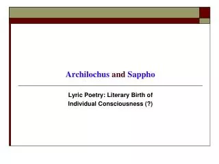 Archilochus and Sappho