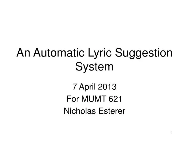 an automatic lyric suggestion system