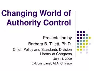 Changing World of Authority Control