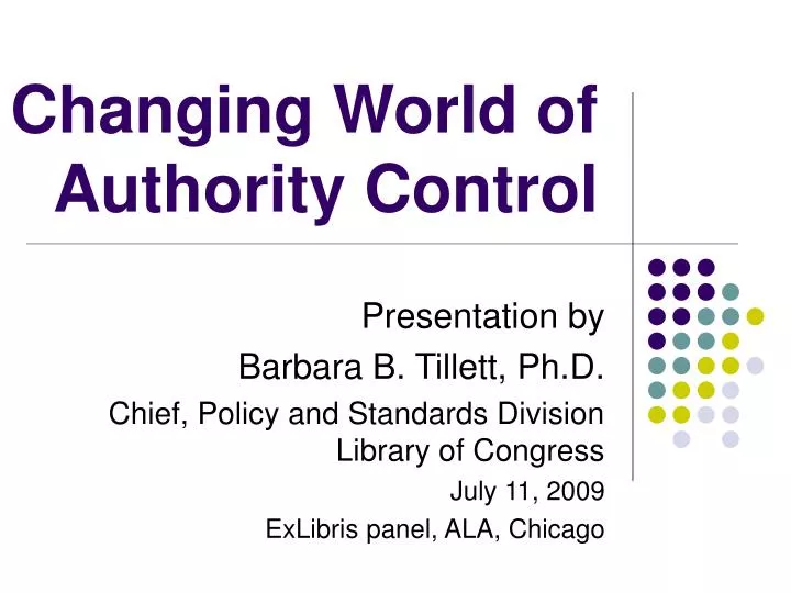 changing world of authority control
