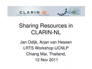 Sharing Resources in CLARIN-NL