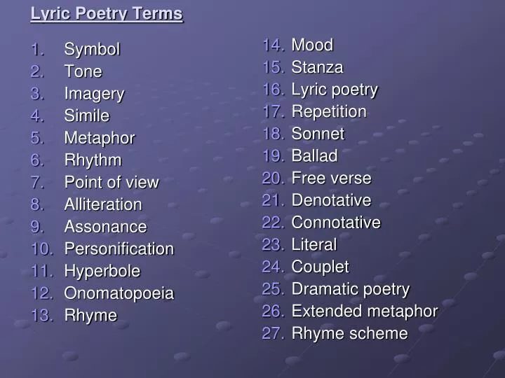 lyric poetry terms