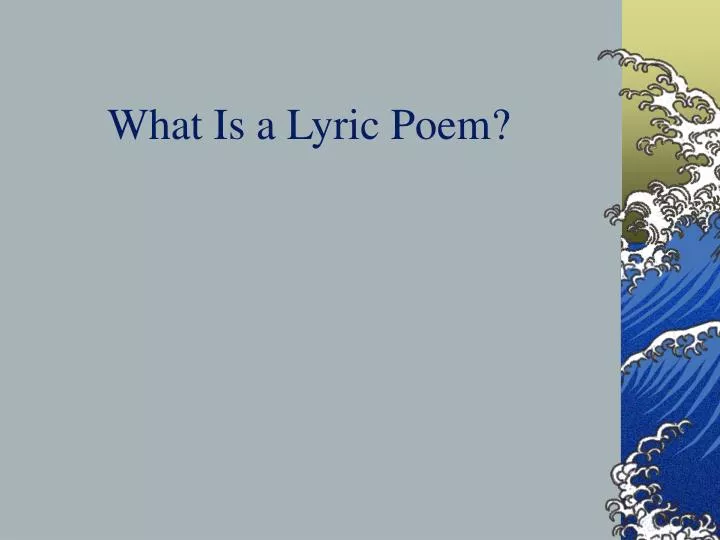 what is a lyric poem