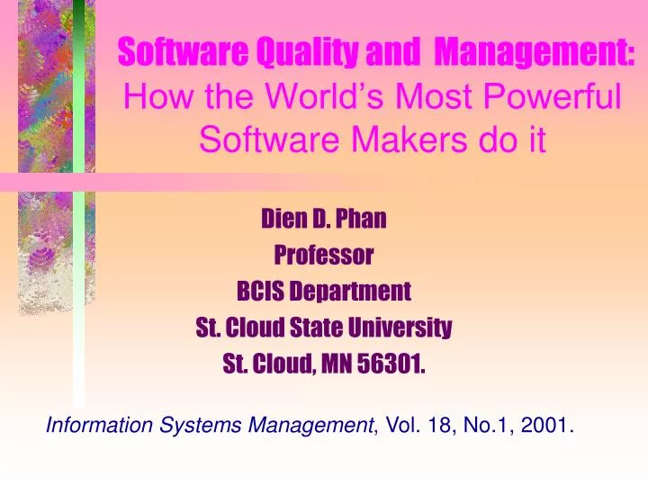 software quality and management how the world s most powerful software makers do it