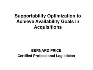 BERNARD PRICE Certified Professional Logistician