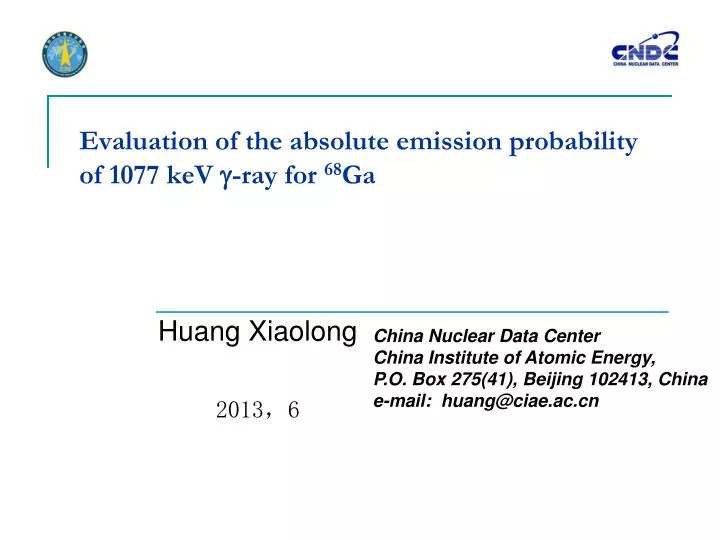 evaluation of the absolute emission probability of 1077 kev ray for 68 ga
