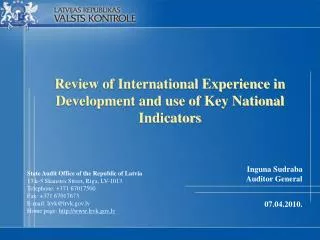 Review of International Experience in Development and use of Key National Indicators