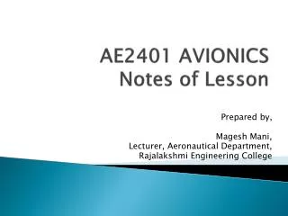 AE2401 AVIONICS Notes of Lesson