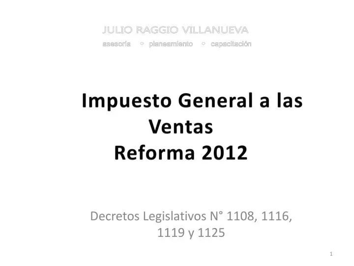 impuesto general a las ventas reforma 2012