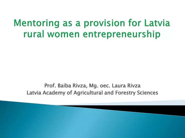 mentoring as a provision for latvia rural women entrepreneurship