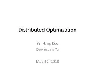 Distributed Optimization