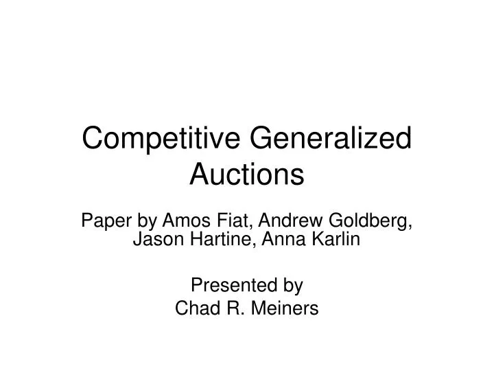 competitive generalized auctions