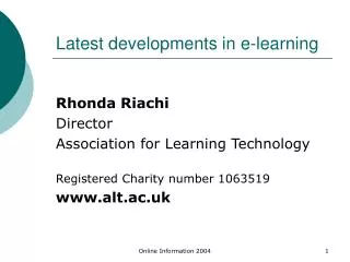 Latest developments in e-learning