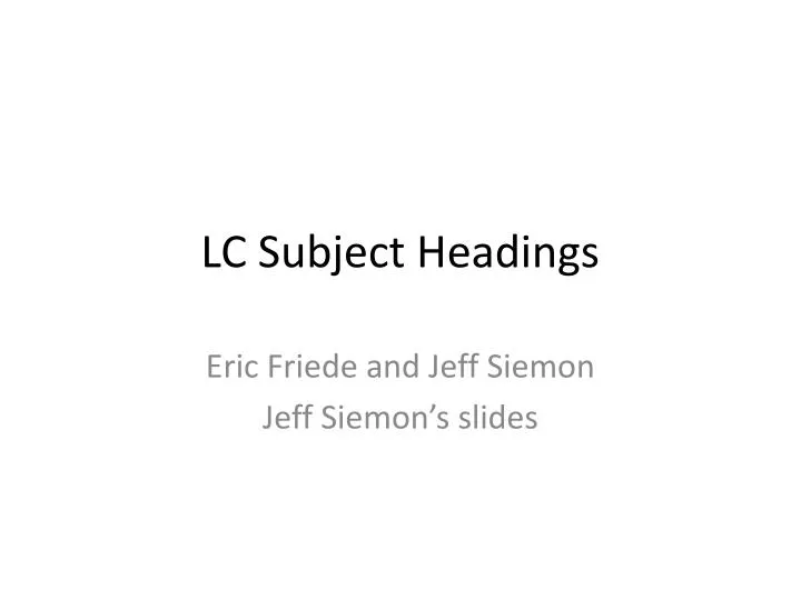 lc subject headings