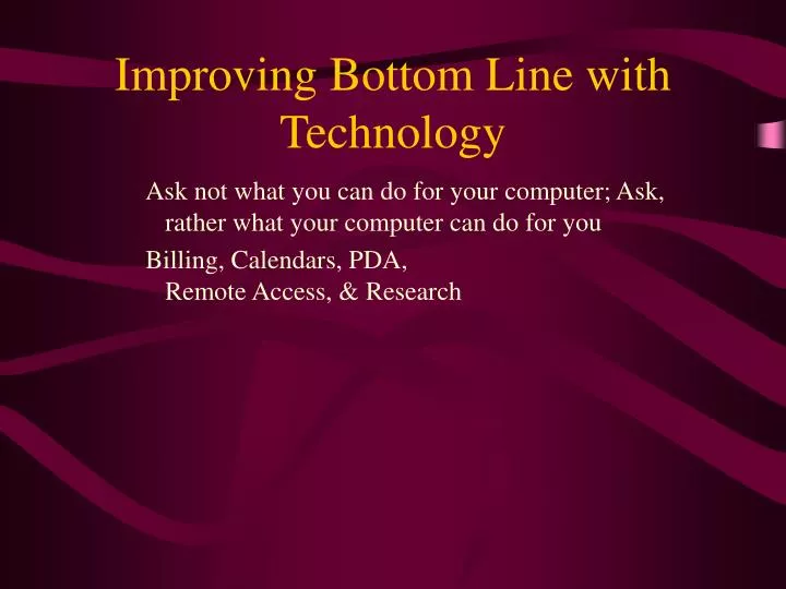 improving bottom line with technology