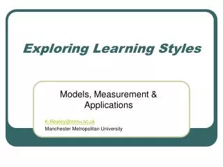 Exploring Learning Styles