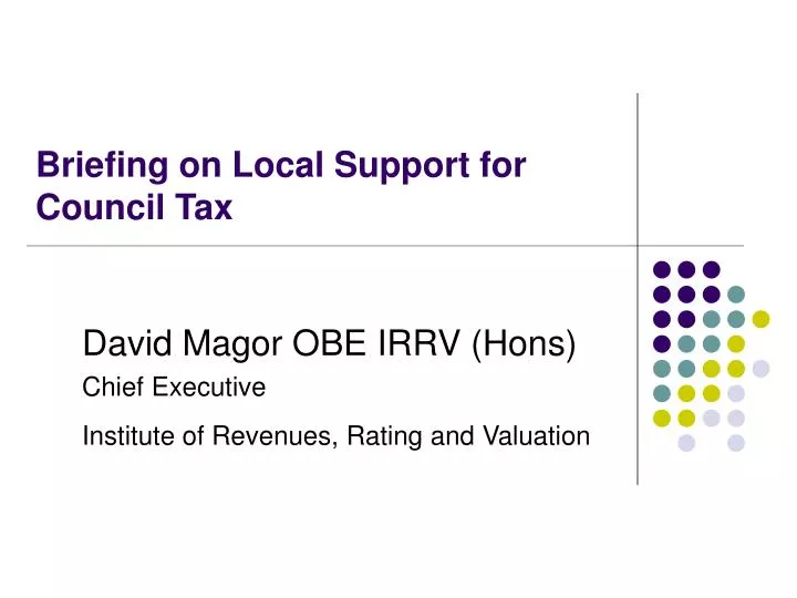 briefing on local support for council tax