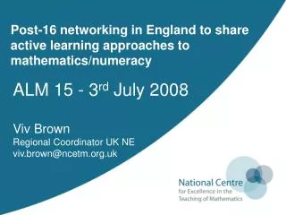 Post-16 networking in England to share active learning approaches to mathematics/numeracy