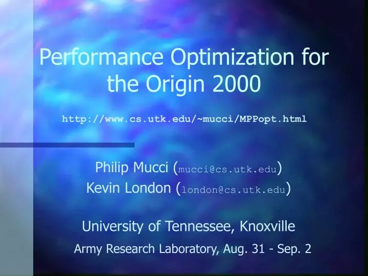 performance optimization for the origin 2000