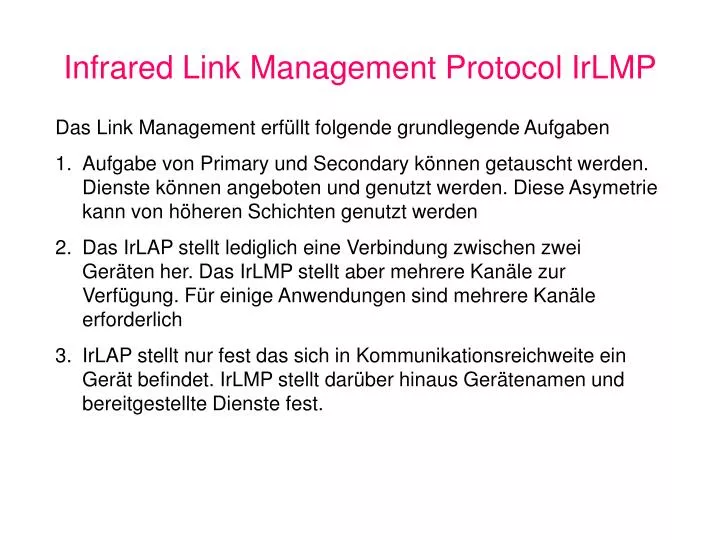 infrared link management protocol irlmp