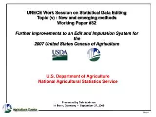 U.S. Department of Agriculture National Agricultural Statistics Service