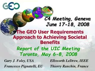 The GEO User Requirements Approach to Achieving Societal Benefits