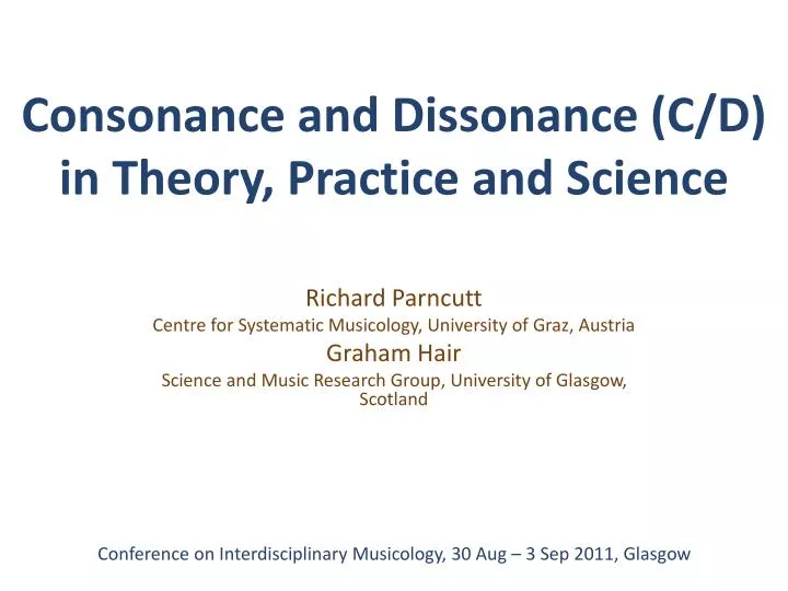 consonance and dissonance c d in theory practice and science