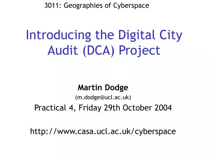 introducing the digital city audit dca project